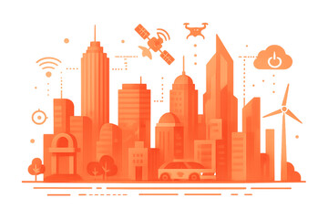 Obraz premium New York City skyline silhouette with urban buildings and skyscrapers in vector illustration style