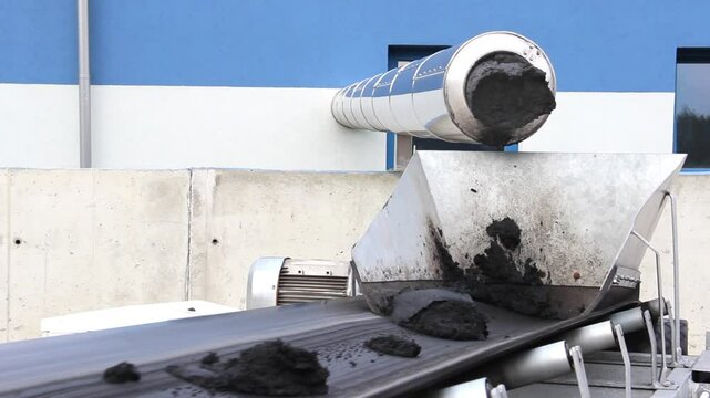 Sewage sludge at sewage treatment plant.
