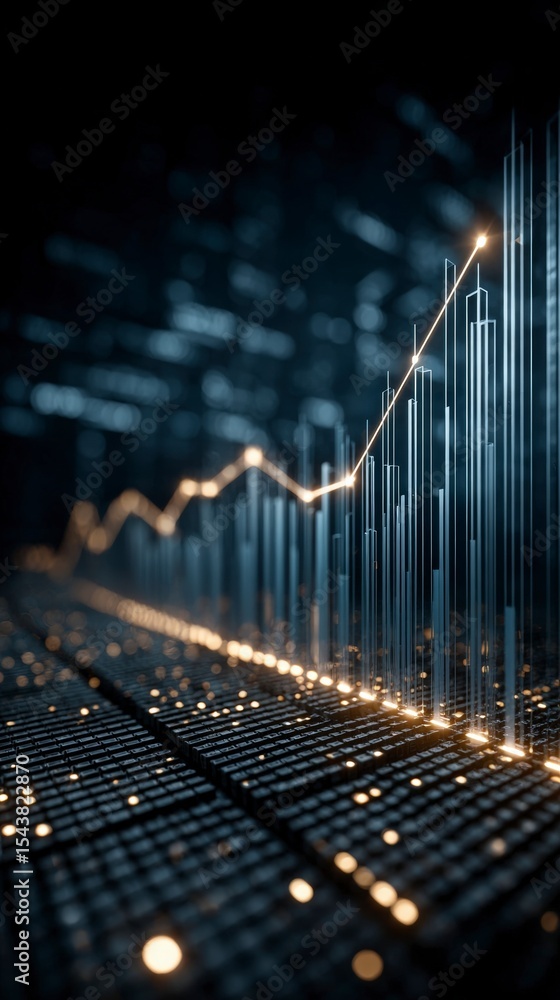 Poster abstract financial growth chart data statistics progress 3d render