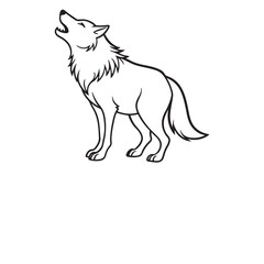 Wolf howling line art