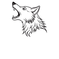 Wolf Howling head line art