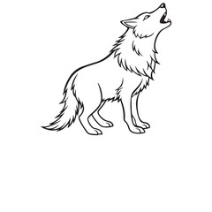 Wolf howling line art
