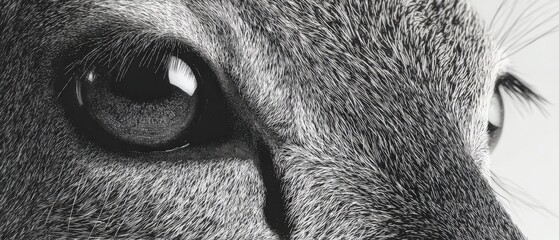 Dramatic Close Up of Cow Eye  Black and White Animal Portrait  Farm Animal Illustration