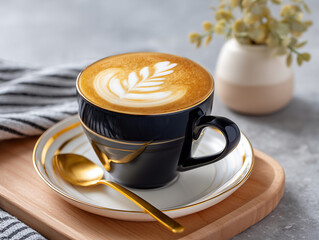 Perfectly Crafted Latte Art with Heart Swirl Design in a Minimalist design Cup