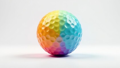 Bright coloured golf ball isolated on pure white surface, golf ball, equipment, sports