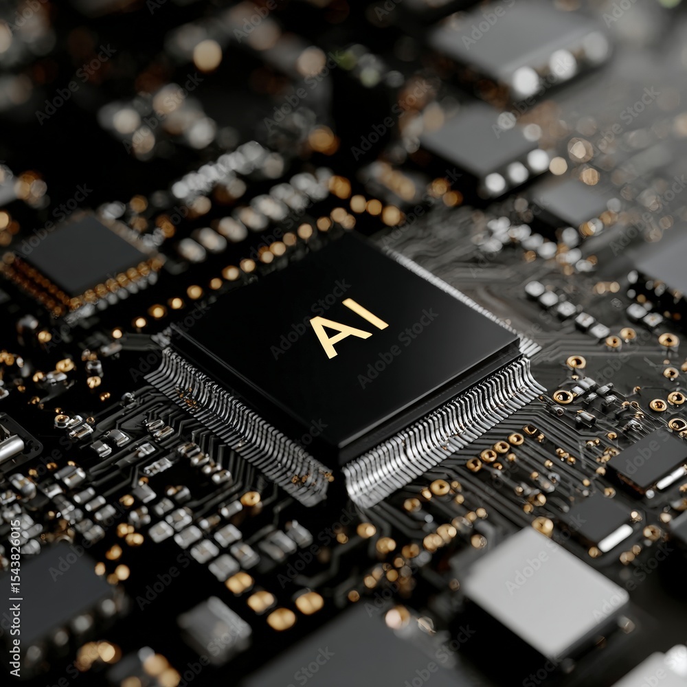 Poster ai chip closeup artificial intelligence processor circuit board technology