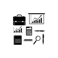 vector businessman tools silhouette white background.ai