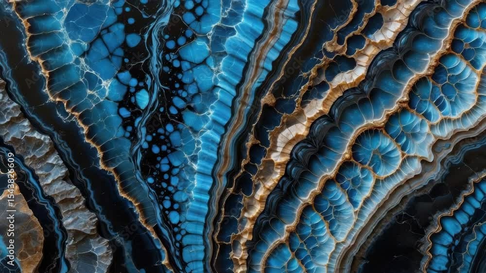 Poster close-up shot of a blue marble with unique texture and pattern
