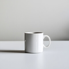 Minimalist White Mug on Grey Surface for Versatile Branding Design