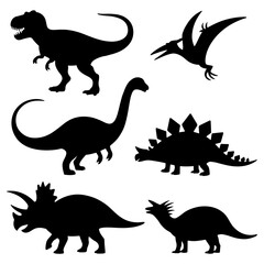 Silhouette collection of various dinosaur species © Amintees
