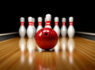 bowling, ball, strike, sport, pin, 3d.