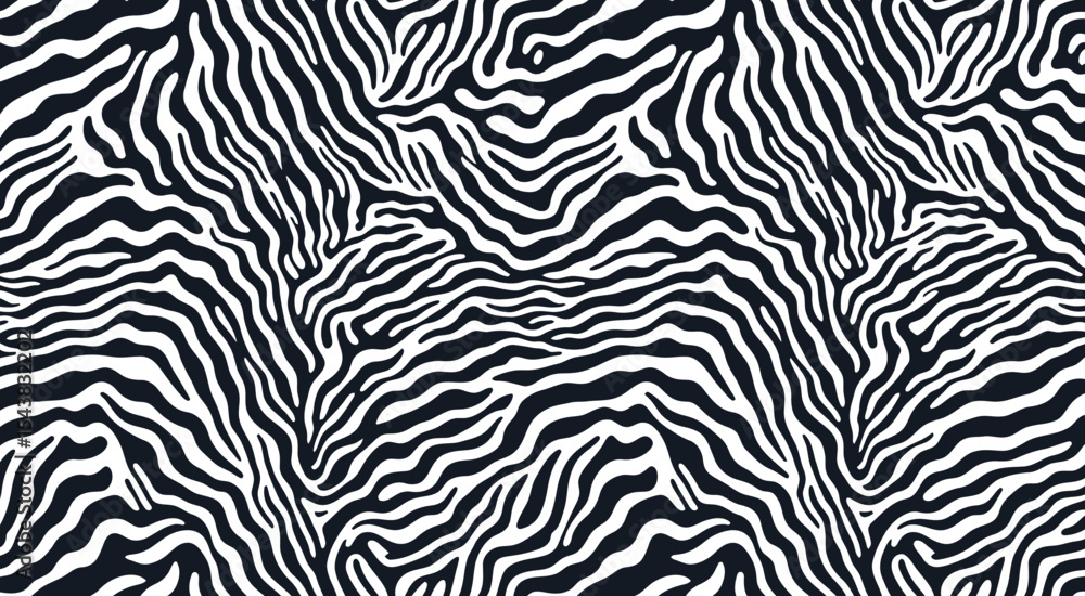 Poster abstract zebra print pattern in black and white