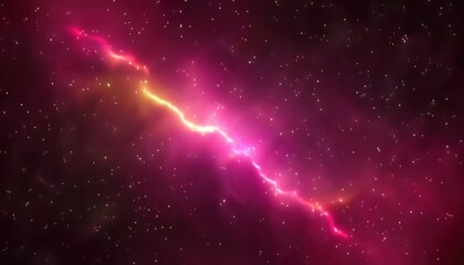 Fototapeta premium glowing pink lightning nebula in deep space with vibrant orange core and cosmic stars, perfect for halloween web design, digital print, or branding graphic