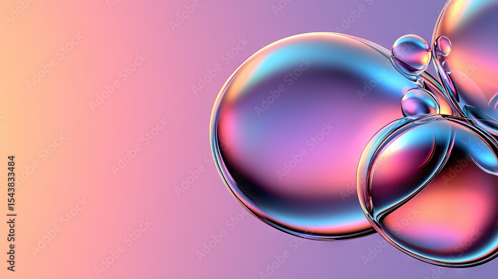 Poster a cluster of bubbles bobbing atop a violet and magenta canvas with a bluish-pink gradient backdrop