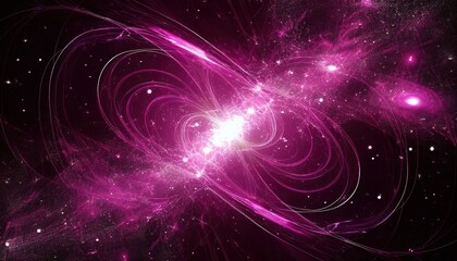 radiant magenta space vortex with swirling plasma filaments and cosmic light burst for sci-fi web design, digital print, fantasy cover, or futuristic branding graphic

