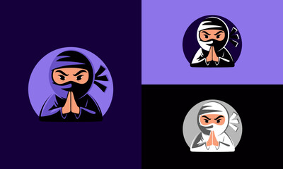 Cartoon Ninja Mascot Seemingly in a Welcoming or Respectful Pose