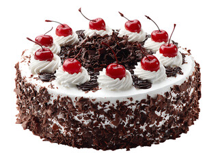 Beautifully Decorated Black Forest Cake with Cherries