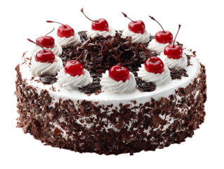 Beautifully Decorated Black Forest Cake with Cherries