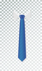 3d Realistic Neck tie with white collar. Tie neck vector with different stripe pattern. Vector