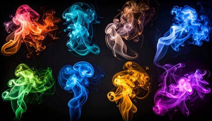 Fototapeta premium Colorful smoke on black background.
