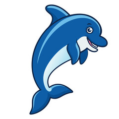 Obraz premium Cute cartoon dolphin leaping in the ocean.