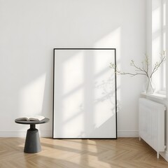 Minimalist Interior Design Blank Canvas for Modern Art, Upscale Living Room Scene