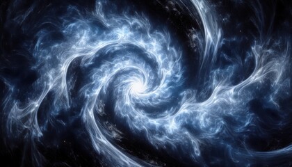  ethereal blue nebula swirl with radiant light core in deep space, perfect for halloween-themed digital design, sci-fi branding, or fantasy print artwork