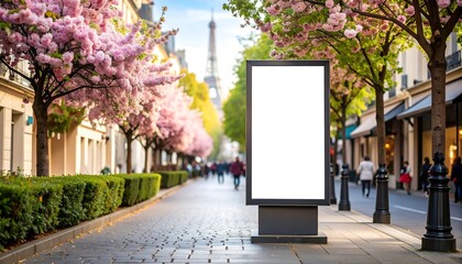 Blank Billboard with Parisian Street, and Spring.
