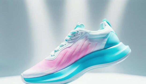 Stylish Pink Blue Running Shoe Sneaker Modern Design Athletic Footwear Minimalist Product Shot