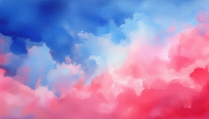Naklejka premium abstract patriotic watercolor texture with vibrant red, white, and blue cloud-like gradients for modern branding, print design, banner, or festive web background