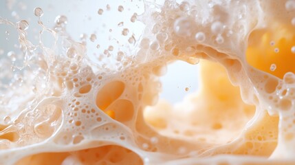 A mesmerizing image of bubbles and foam forming intricate, abstract patterns that convey dynamism and creativity in a fresh, clean aesthetic.