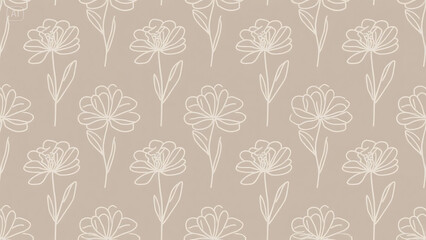 Minimal Line Art Floral Pattern
