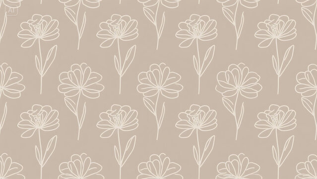 Minimal Line Art Floral Pattern