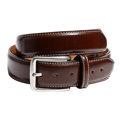 Brown leather belt with silver buckle