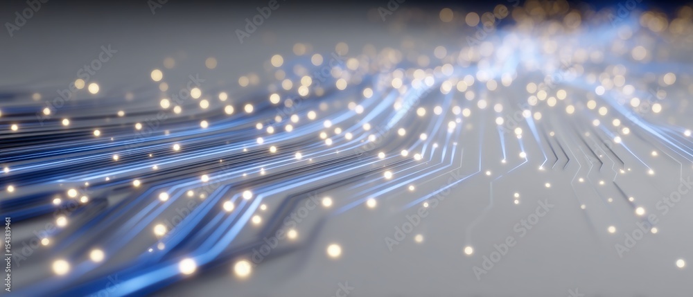 Poster abstract digital circuit lines glowing dots tech background
