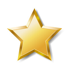 Gold star isolated on white background. Golden luxury five-pointed star. Vector illustration.