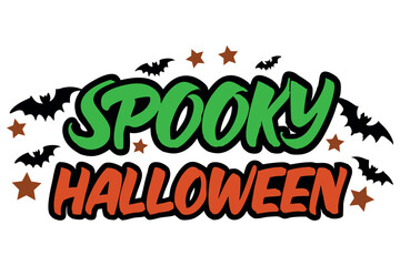 Halloween Greeting Lettering with Bats Vector Silhouette Art