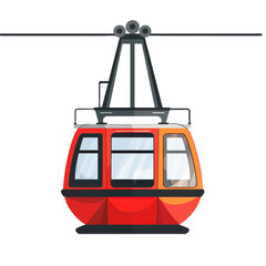 Modern Red Gondola Cable Car Aerial Transportation System.png