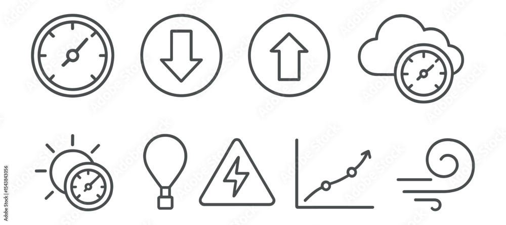 Poster minimalist weather icon set. climate, forecast icons in linear style collection