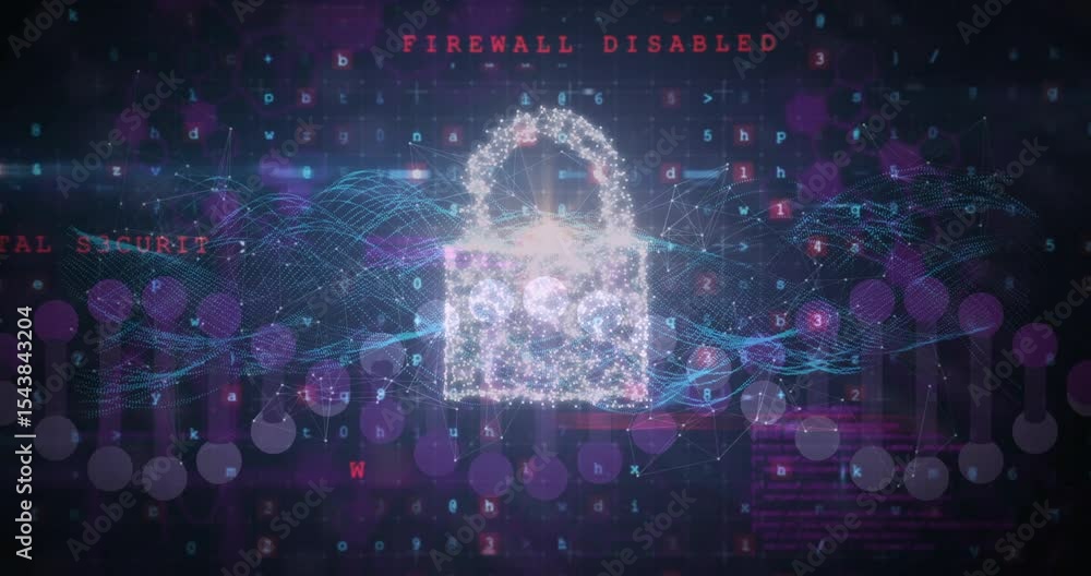 Poster shirt cuffed hand touching grid igniting particles forming padlock shaping shield securing network