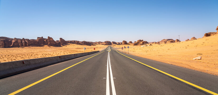 Scenic road between Riyadh and AlUla, Saudi Arabia