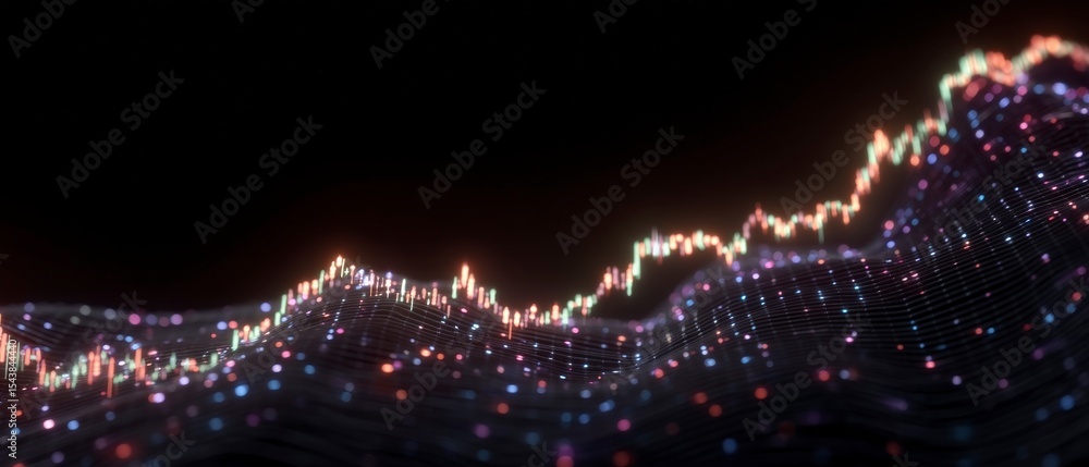 Poster dynamic data visualization abstract tech stock market growth chart
