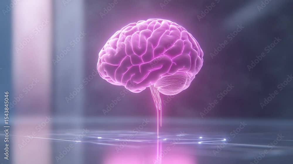 Aufkleber glowing brain: an illuminated brain, radiates with light, showcasing its intricate structure and sym