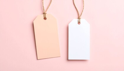 Blank Tags on Pink Background.