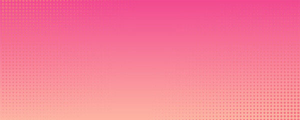 Pink orange polka dots gradient halftone background. Pop art cartoon dot texture with comic graphic design, Horizontal abstract pattern wall for cover digital technology.