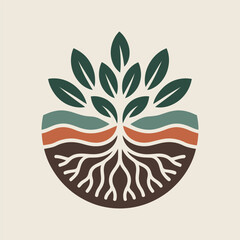 Eco Tree Roots Logo – Nature-Inspired Green Leaf Vector Emblem Design