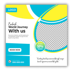 Obraz premium Travel and tour social media posts and web banner square design template