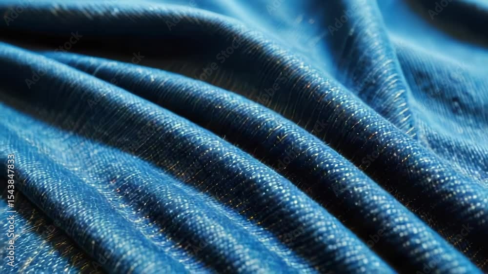 Poster a close up view of a blue fabric with intricate patterns and textures