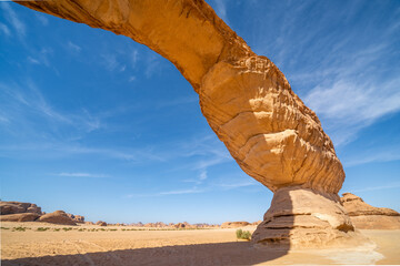 Rainbow Arch, amazing sandstone rock formation in AlUla, Saudi Arabia