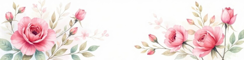 Fototapeta premium Delicate watercolor floral bouquet, soft hues on white , art, background